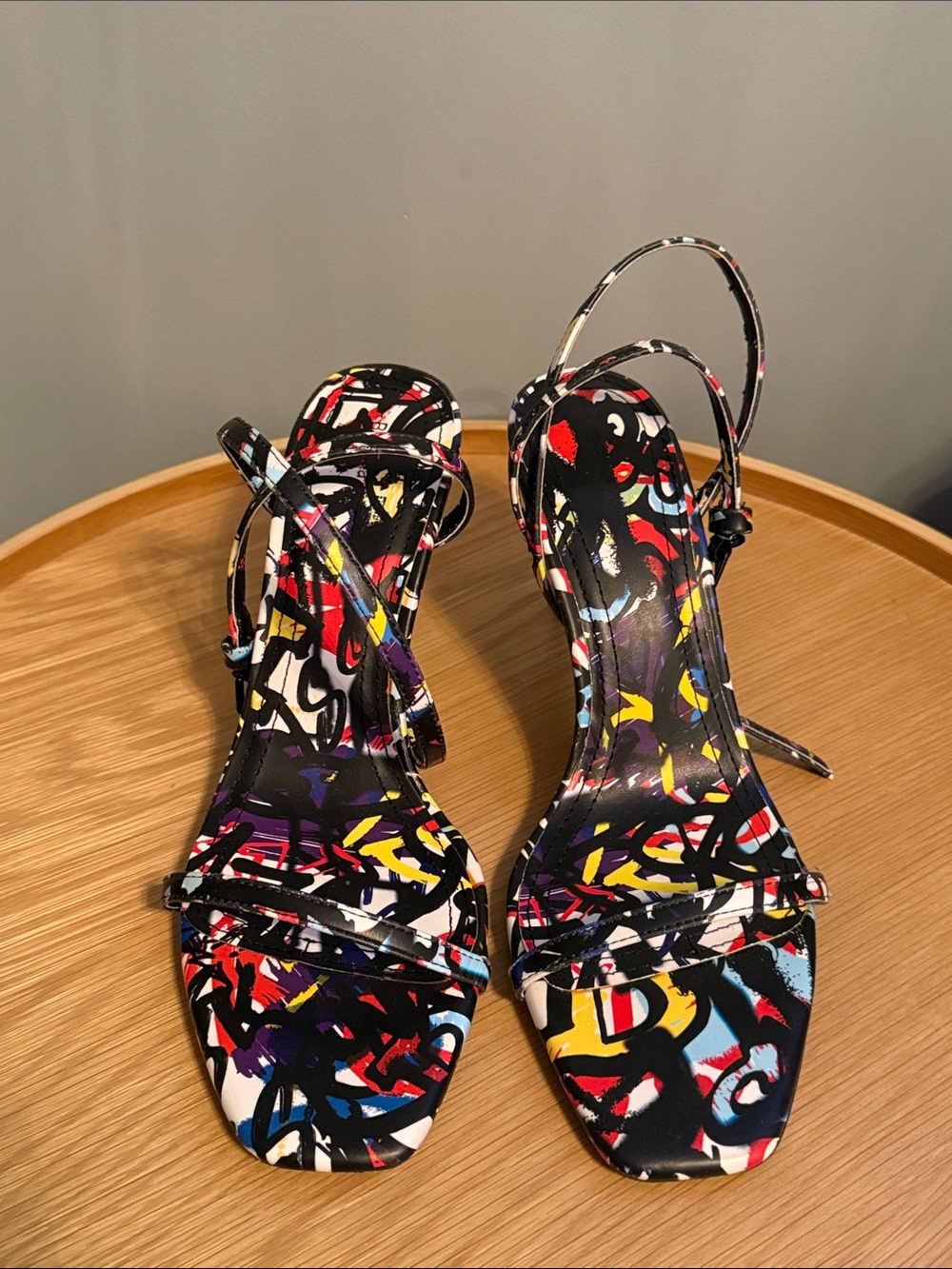 Bershka Multicolor Graffiti Strappy Heels